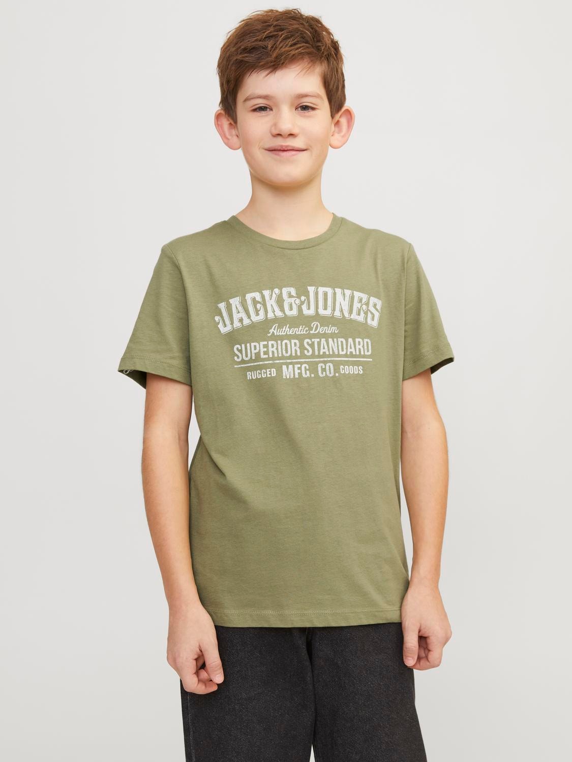 Jack & Jones Printed T-shirt For boys -Oil Green - 12237363