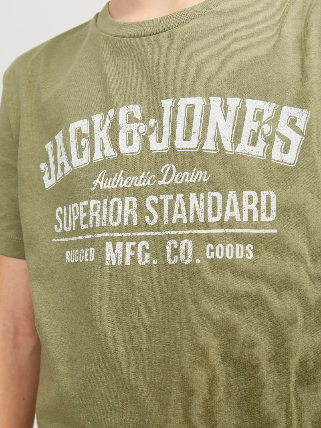 Jack & Jones T-shirt Estampar Para meninos -Oil Green - 12237363