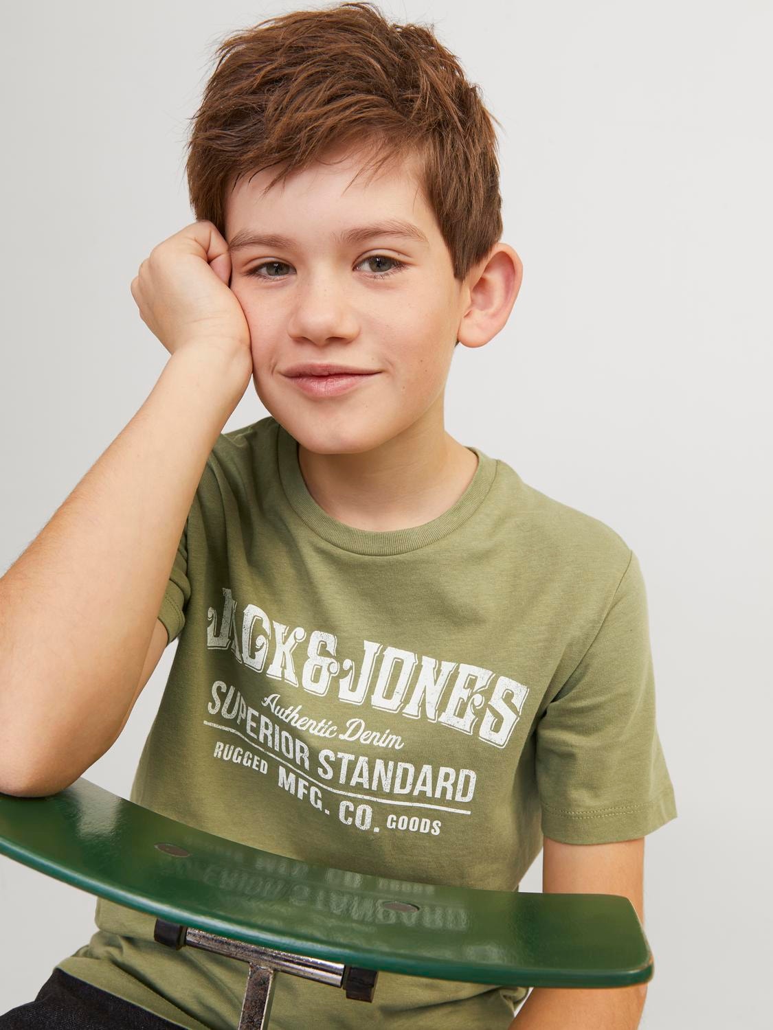 Jack & Jones Spausdintas raštas Marškinėliai For boys -Oil Green - 12237363