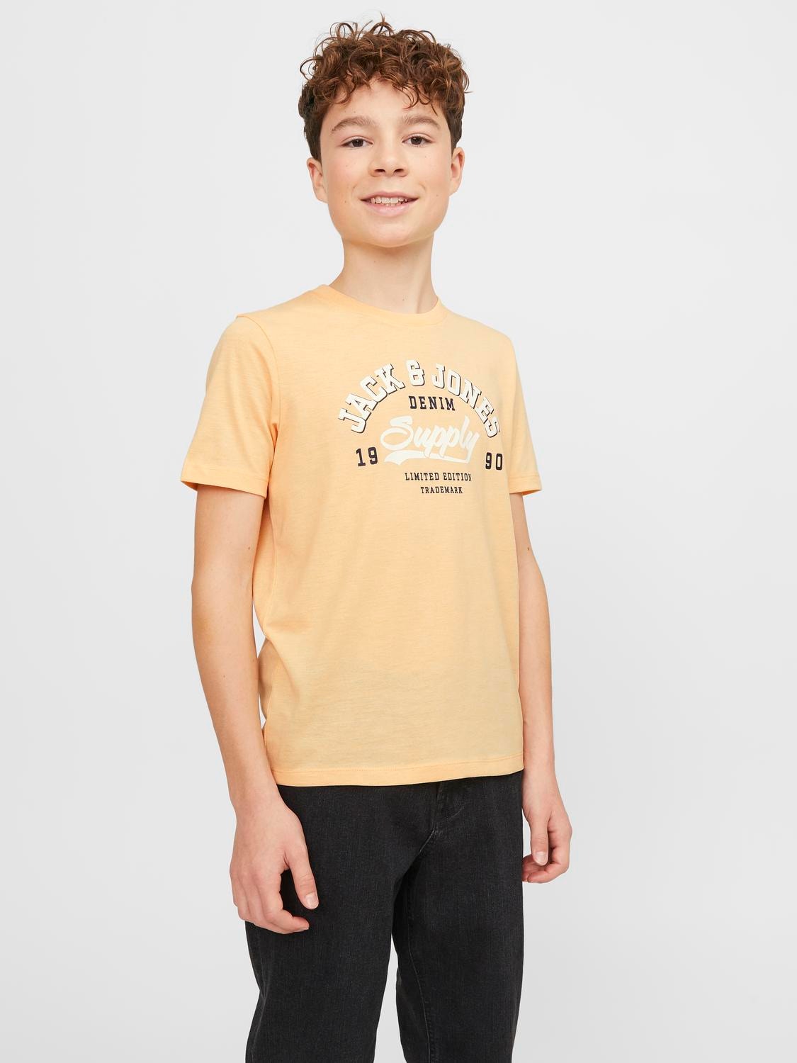 Jack & Jones Printed T-shirt For boys -Apricot Ice  - 12237367