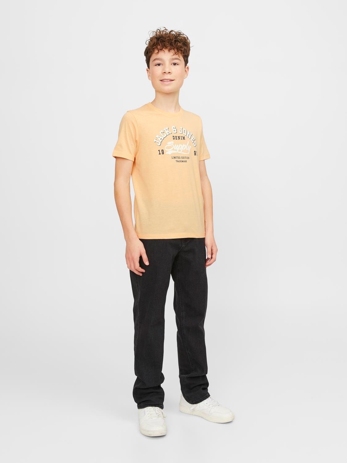 Jack & Jones Trykk T-skjorte For gutter -Apricot Ice  - 12237367