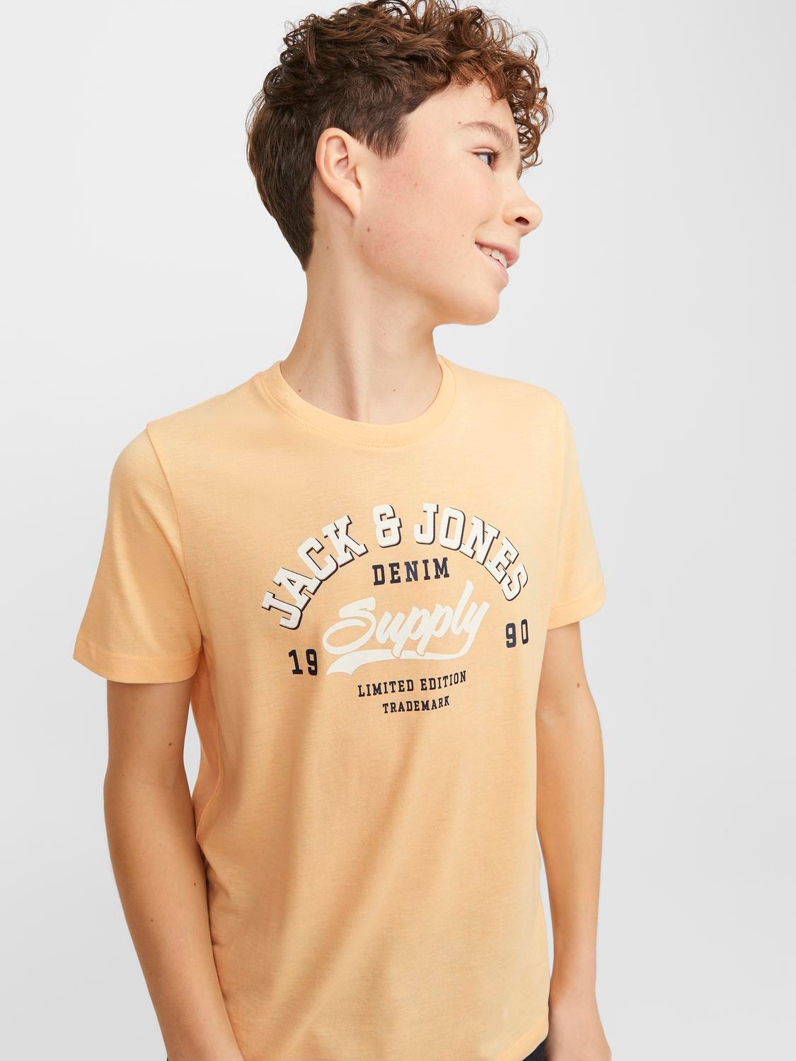 Jack & Jones Tryck T-shirt För pojkar -Apricot Ice  - 12237367