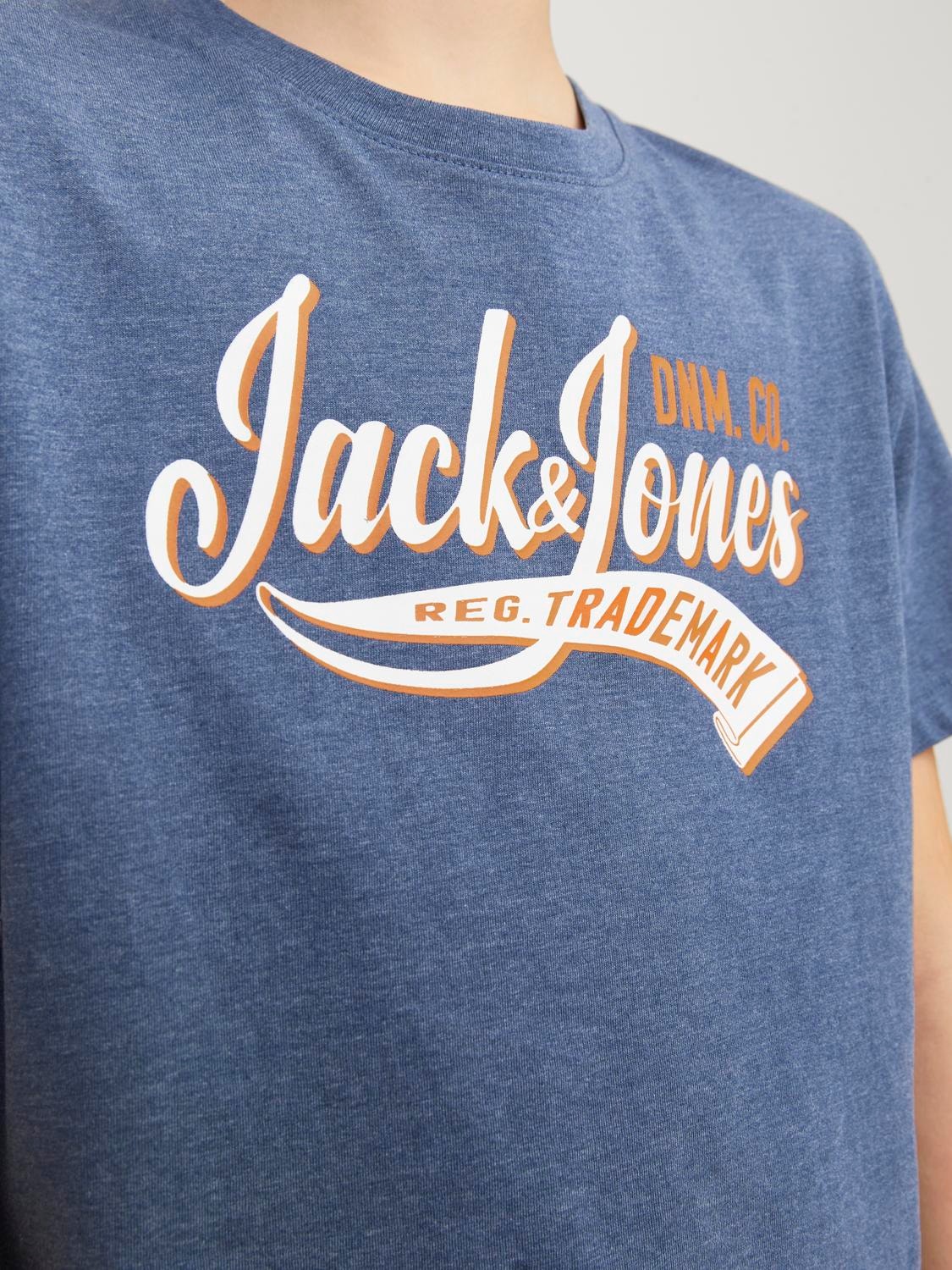 Jack & Jones Nadruk T-shirt Dla chłopców -Ensign Blue - 12237367