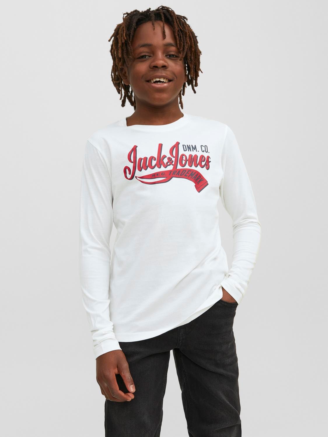 Jack & Jones Logo T-shirt For boys -Cloud Dancer - 12237371