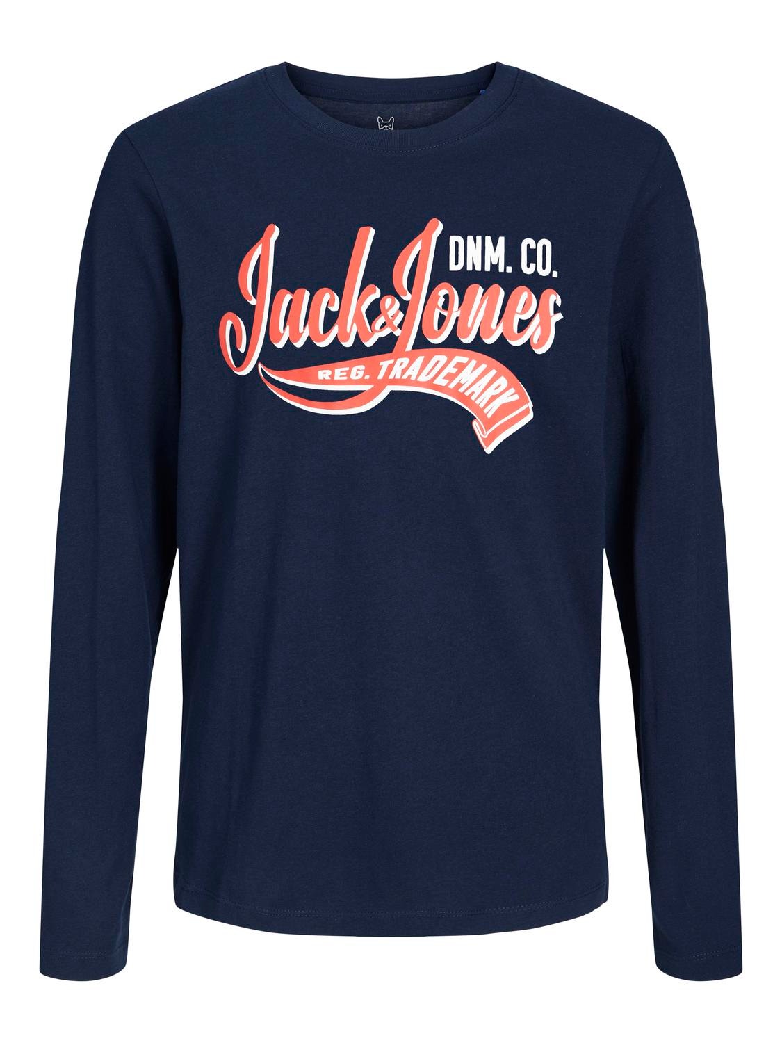 Jack & Jones Logo T-shirt Til drenge -Navy Blazer - 12237371
