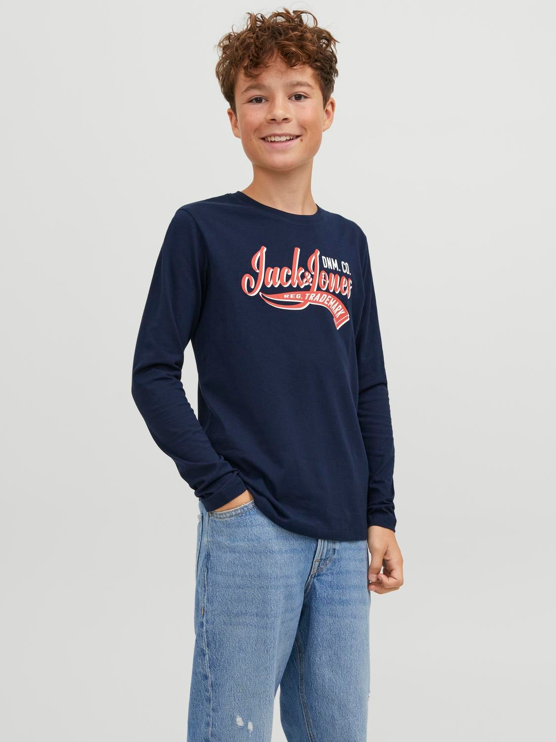 Jack & Jones Logo T-shirt Für jungs -Navy Blazer - 12237371