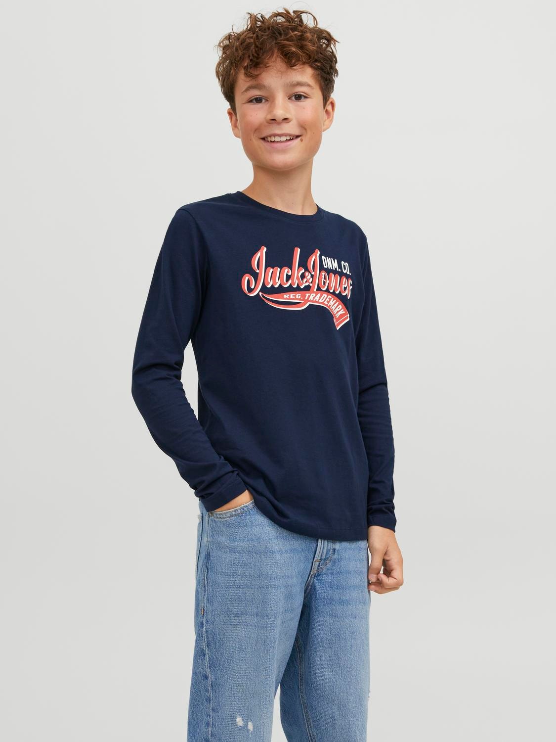 Jack & Jones Z logo T-shirt Dla chłopców -Navy Blazer - 12237371