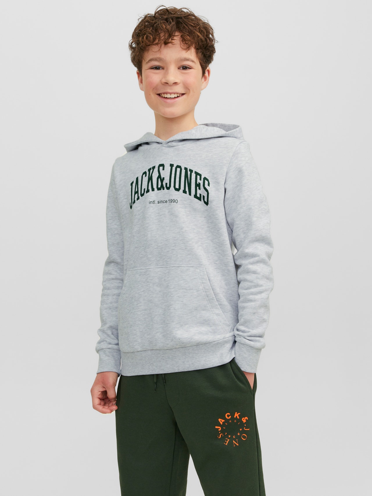 Jack & Jones Logo Hoodie Voor jongens -White Melange - 12237401