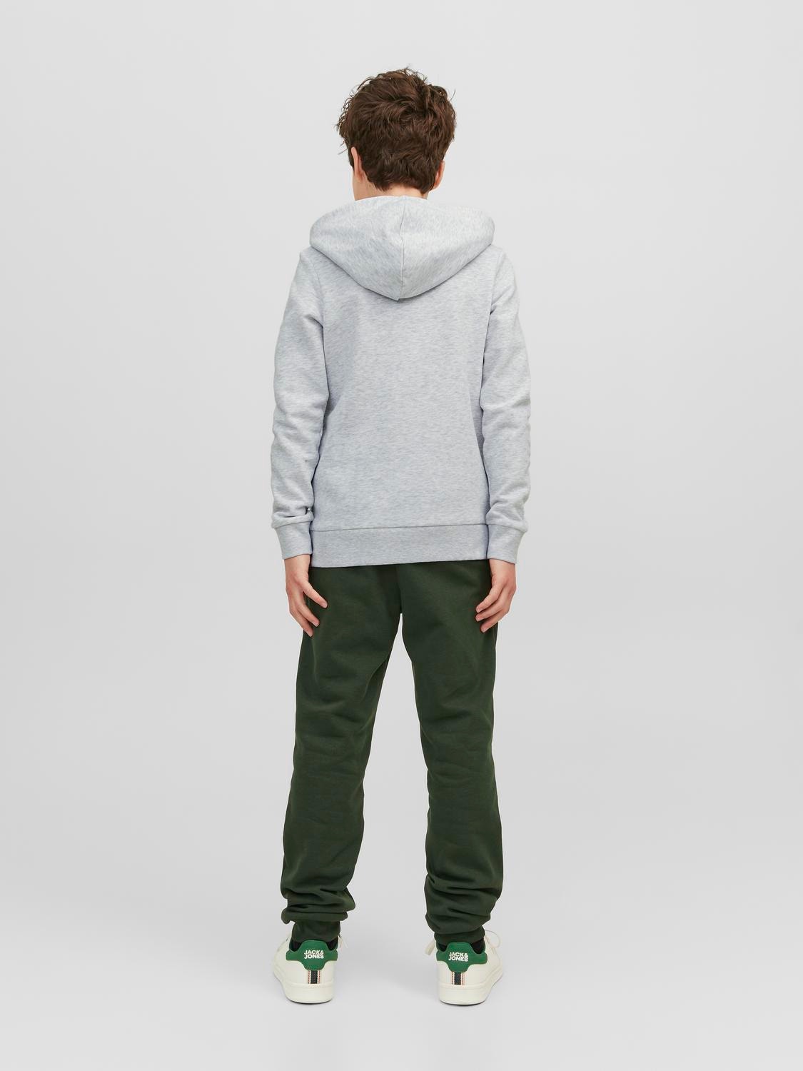 Jack & Jones Logo Hoodie For boys -White Melange - 12237401