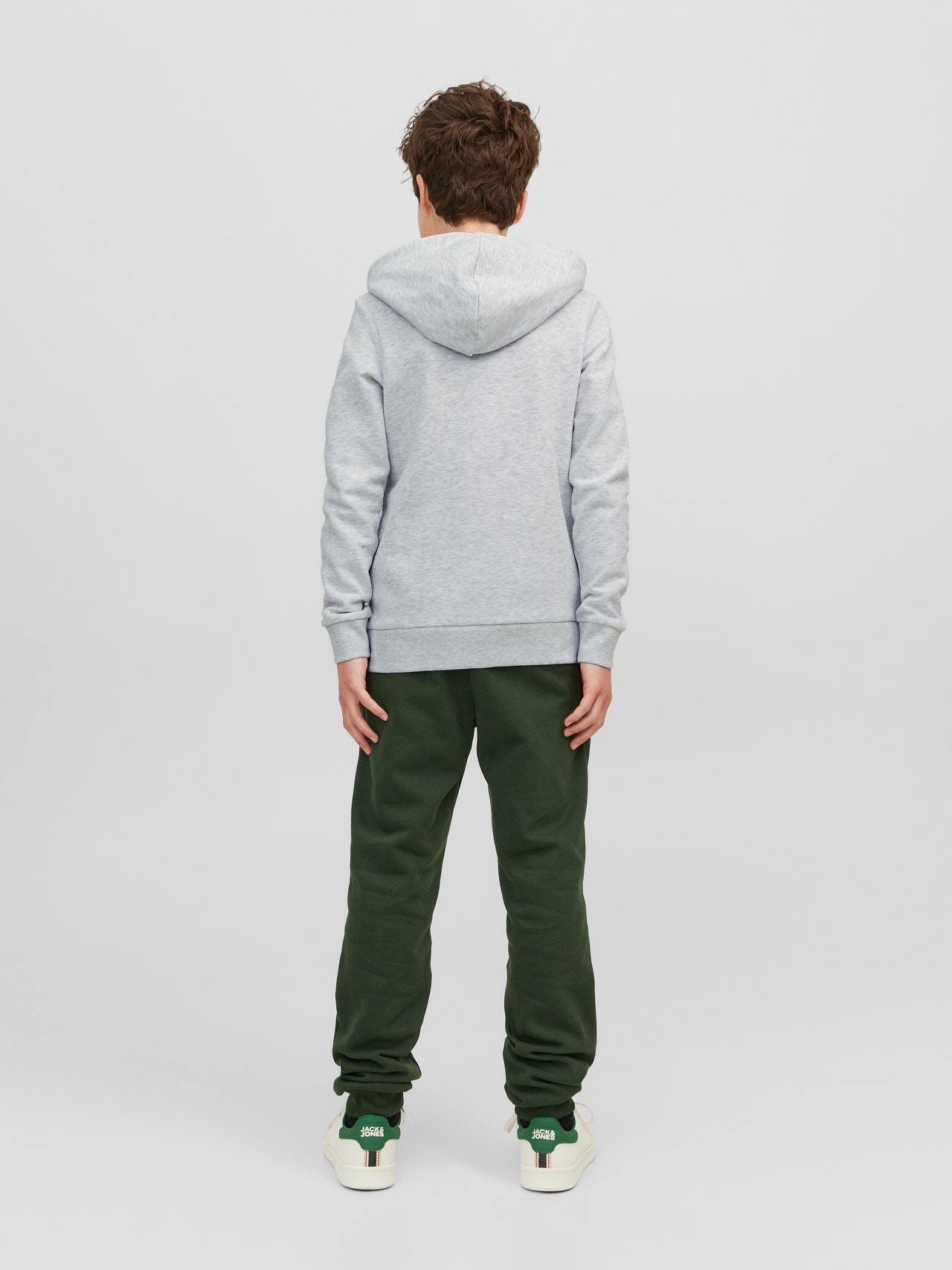 Jack & Jones Logo Mikina s kapucí Junior -White Melange - 12237401