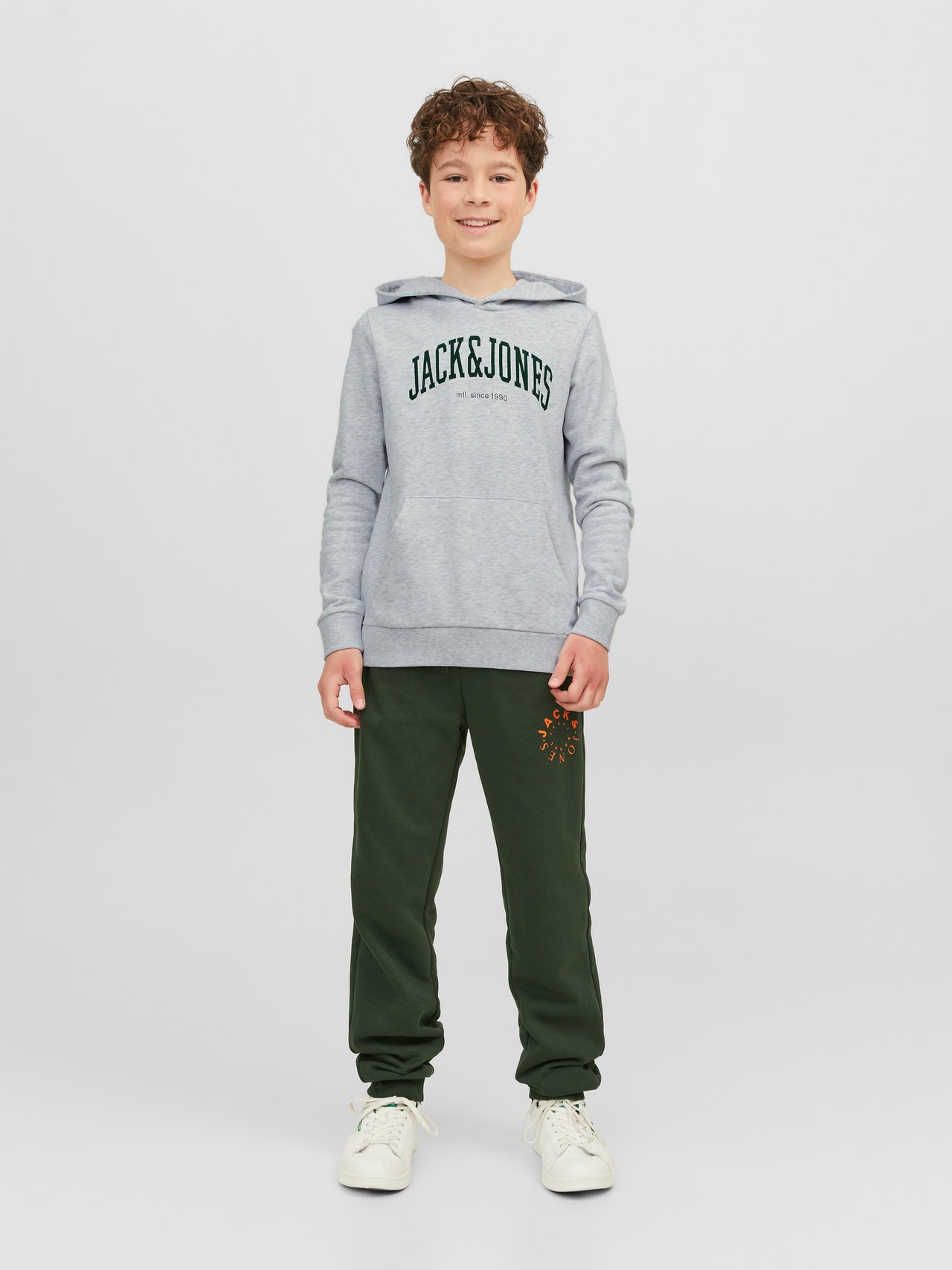 Jack & Jones Logotipas Megztinis su gobtuvu For boys -White Melange - 12237401