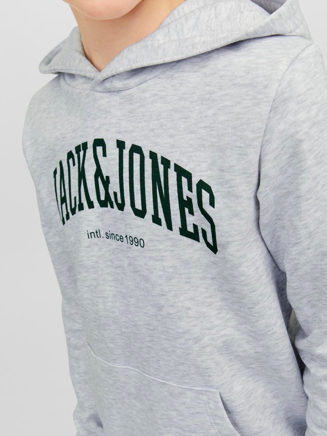Jack & Jones Logo Hættetrøje Til drenge -White Melange - 12237401