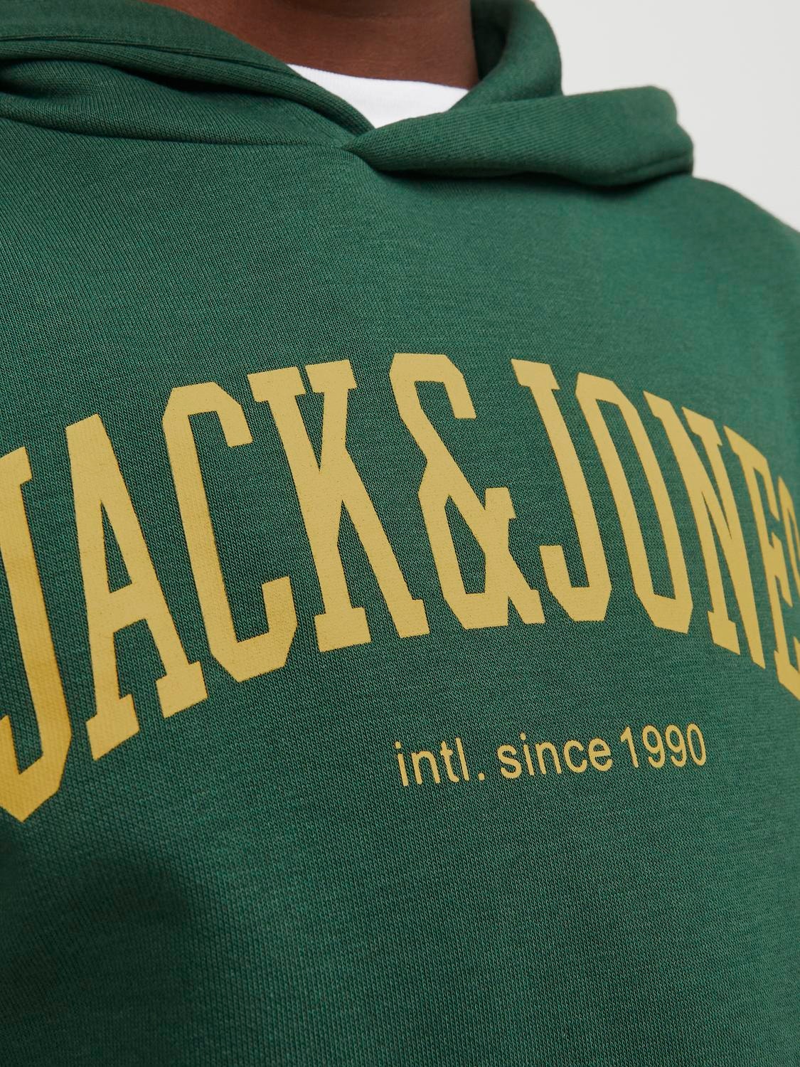 Jack & Jones Logotipas Megztinis su gobtuvu For boys -Dark Green - 12237401