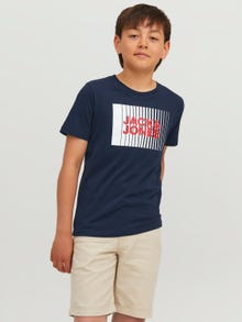 Jack & Jones Logo T-shirt For boys -Navy Blazer - 12237411