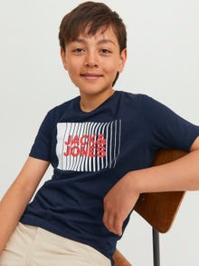 Jack & Jones Logo T-shirt For boys -Navy Blazer - 12237411