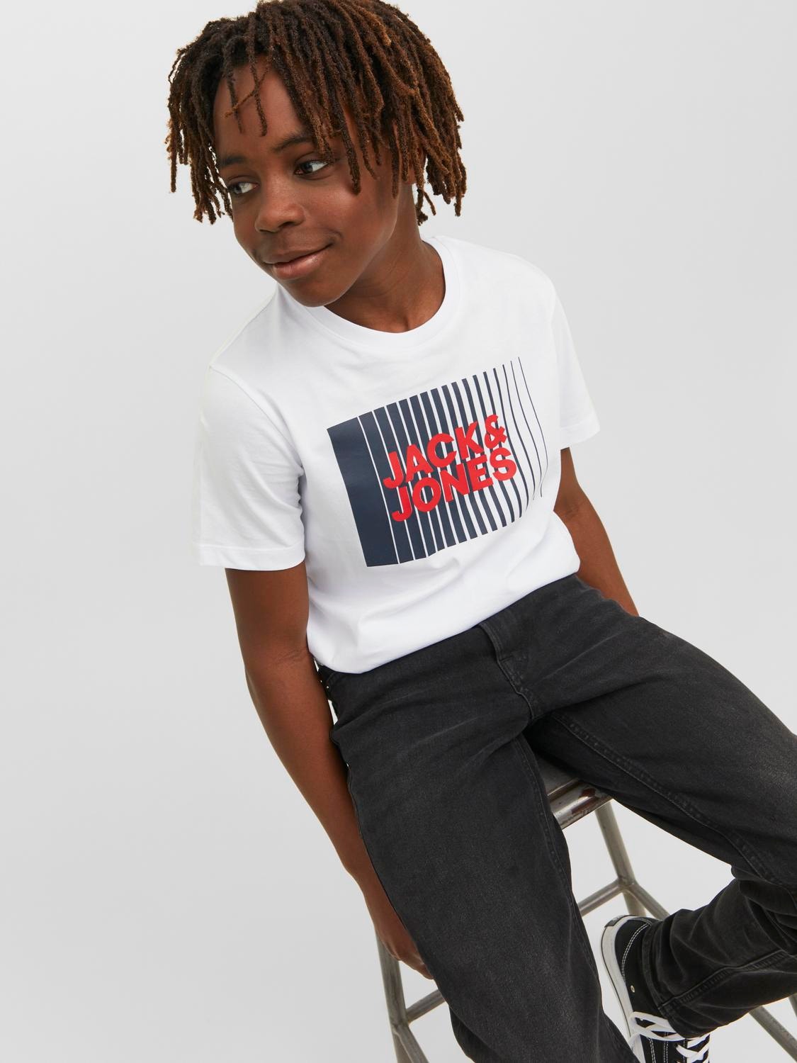 Jack & Jones Logo T-shirt Voor jongens -White - 12237411