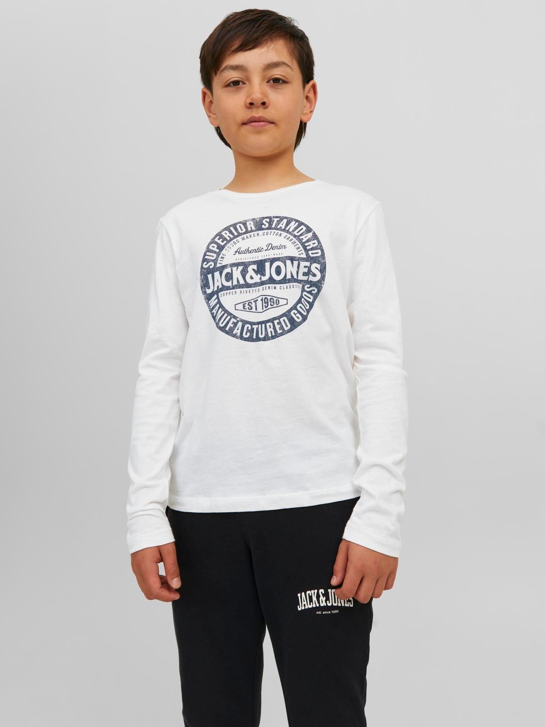 Jack & Jones Logo T-skjorte For gutter -Cloud Dancer - 12237416