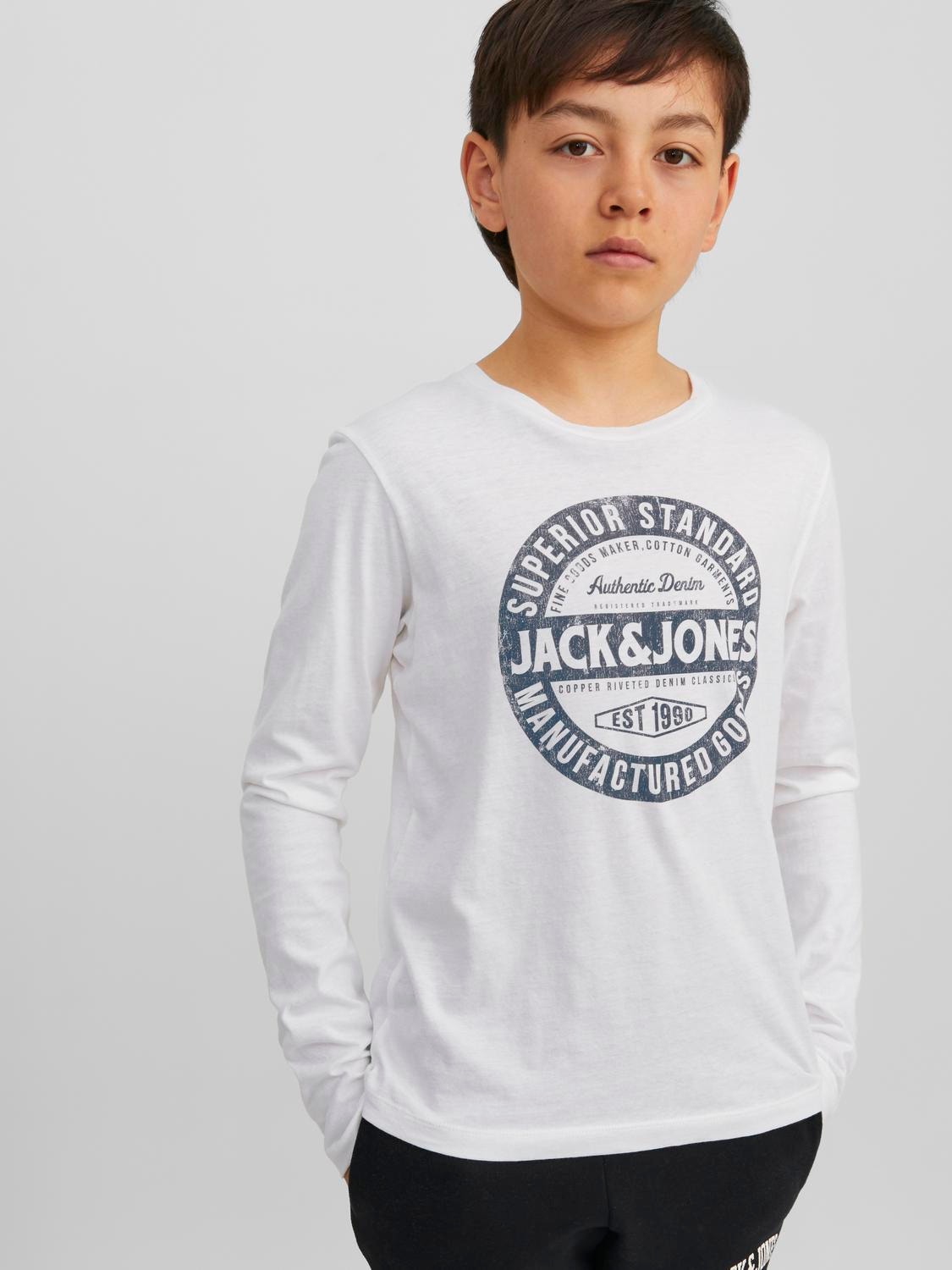 Jack & Jones Logo T-skjorte For gutter -Cloud Dancer - 12237416
