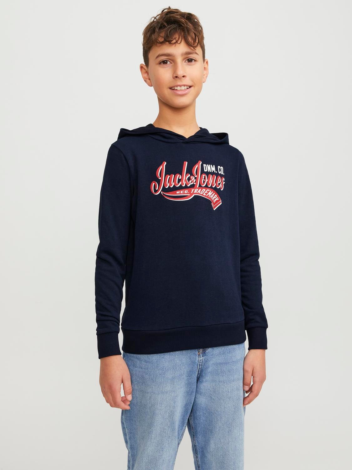 Jack & Jones Potištěný Mikina s kapucí Junior -Navy Blazer - 12237420