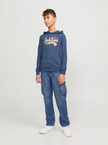 Jack & Jones Printed Hoodie For boys -Ensign Blue - 12237420