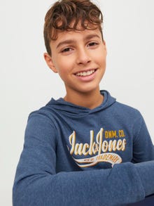Jack & Jones Nadruk Bluza z kapturem Dla chłopców -Ensign Blue - 12237420
