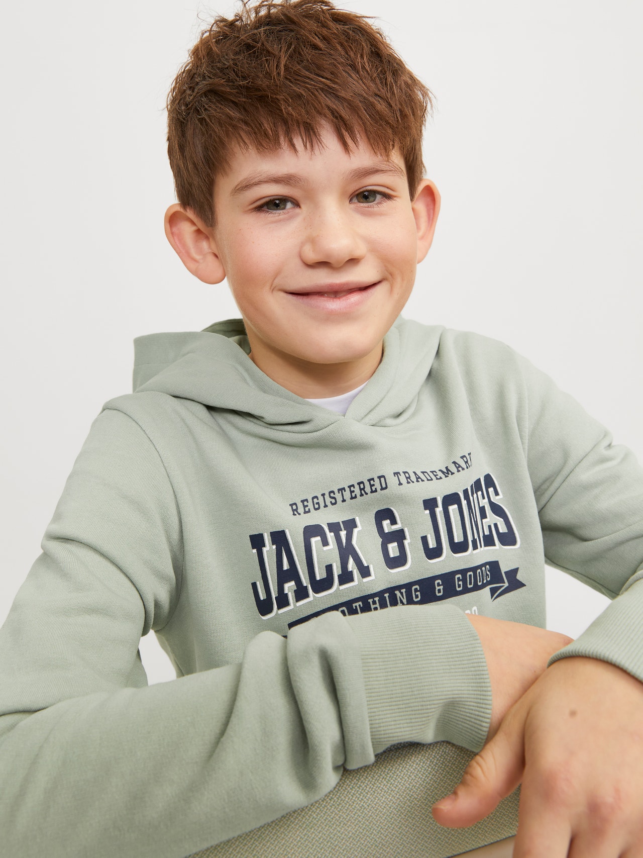 Jack & Jones Printed Hoodie For boys -Desert Sage - 12237420