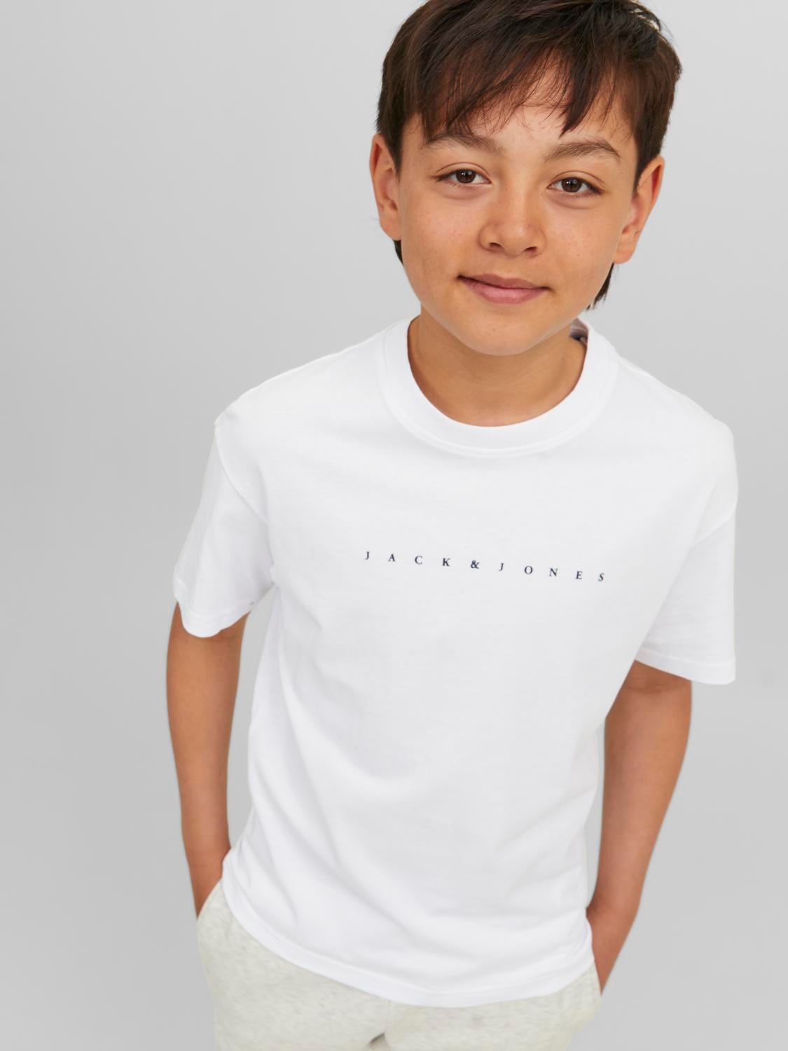 Jack & Jones Logo T-shirt Voor jongens -White - 12237435