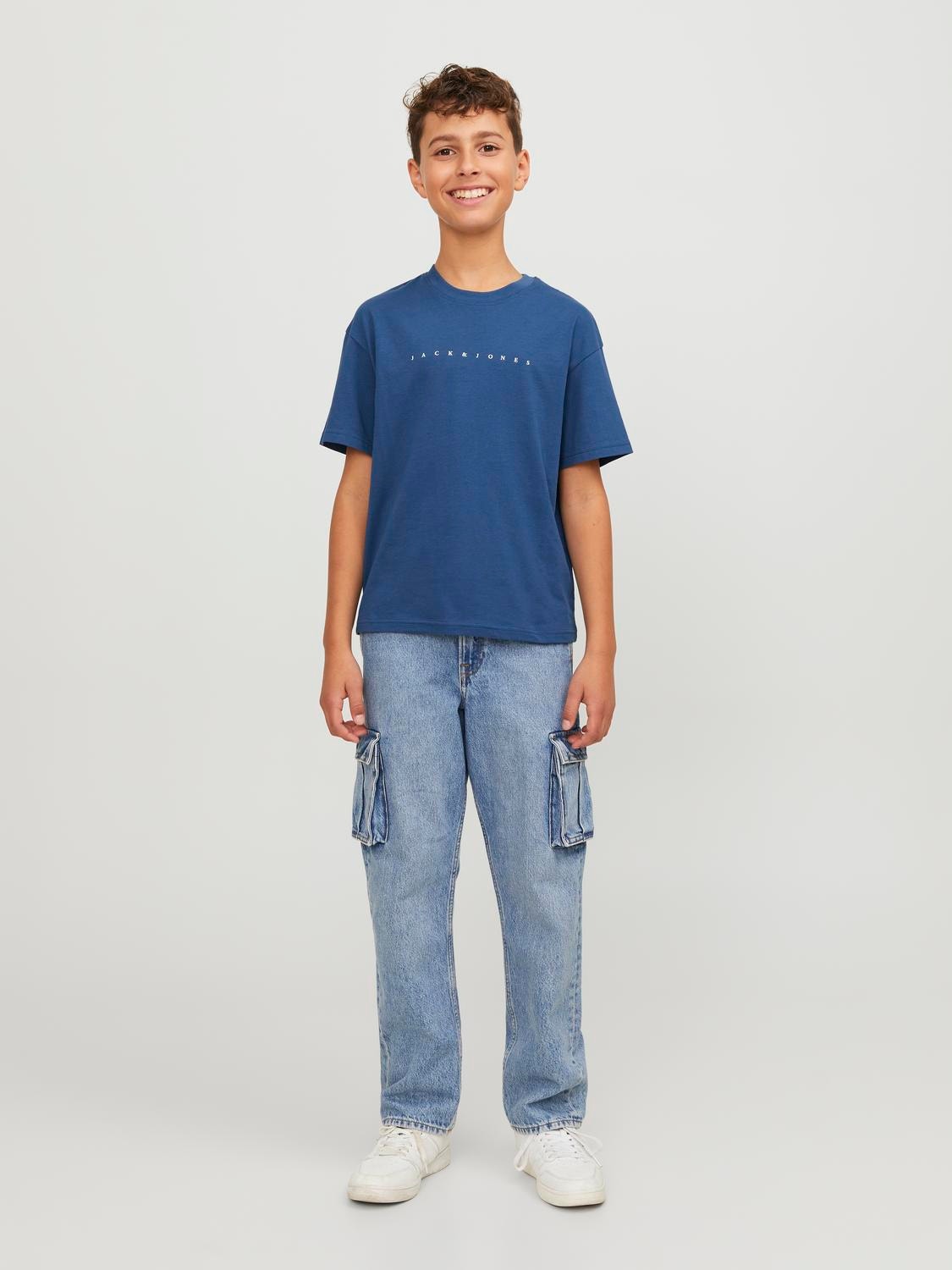 Jack & Jones Logotipas Marškinėliai For boys -Ensign Blue - 12237435