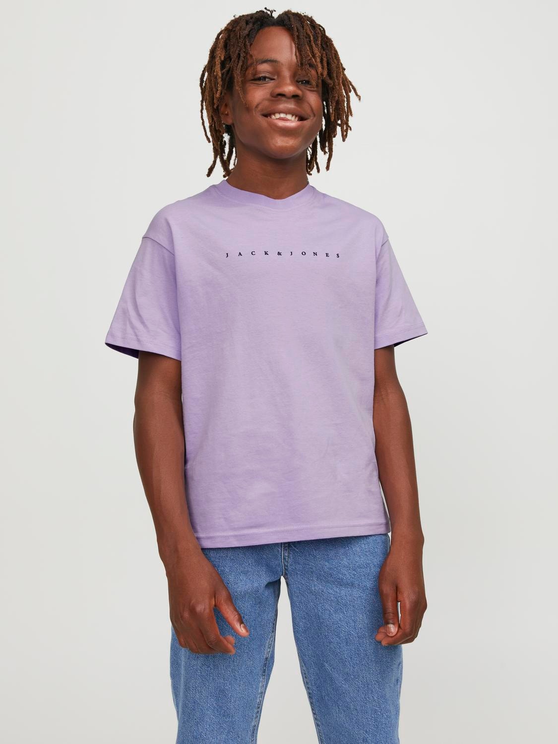 Jack & Jones Logo T-shirt For boys -Purple Rose - 12237435