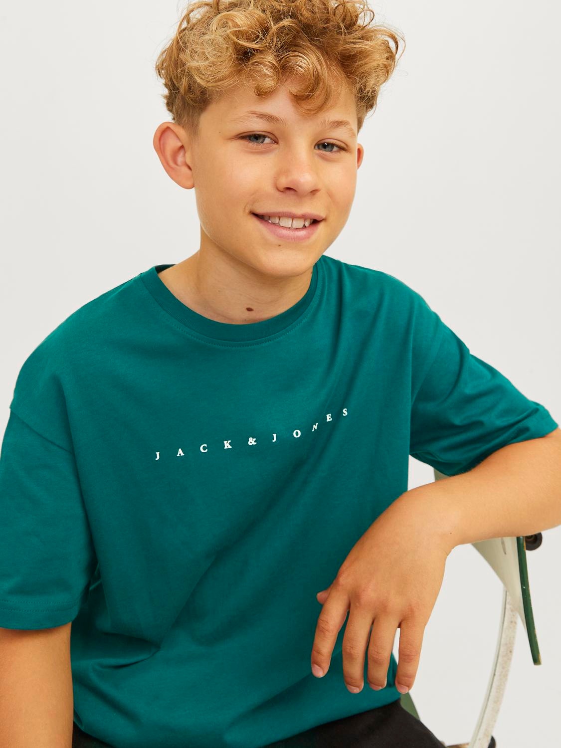 Jack & Jones Logotipas Marškinėliai For boys -Deep Teal - 12237435