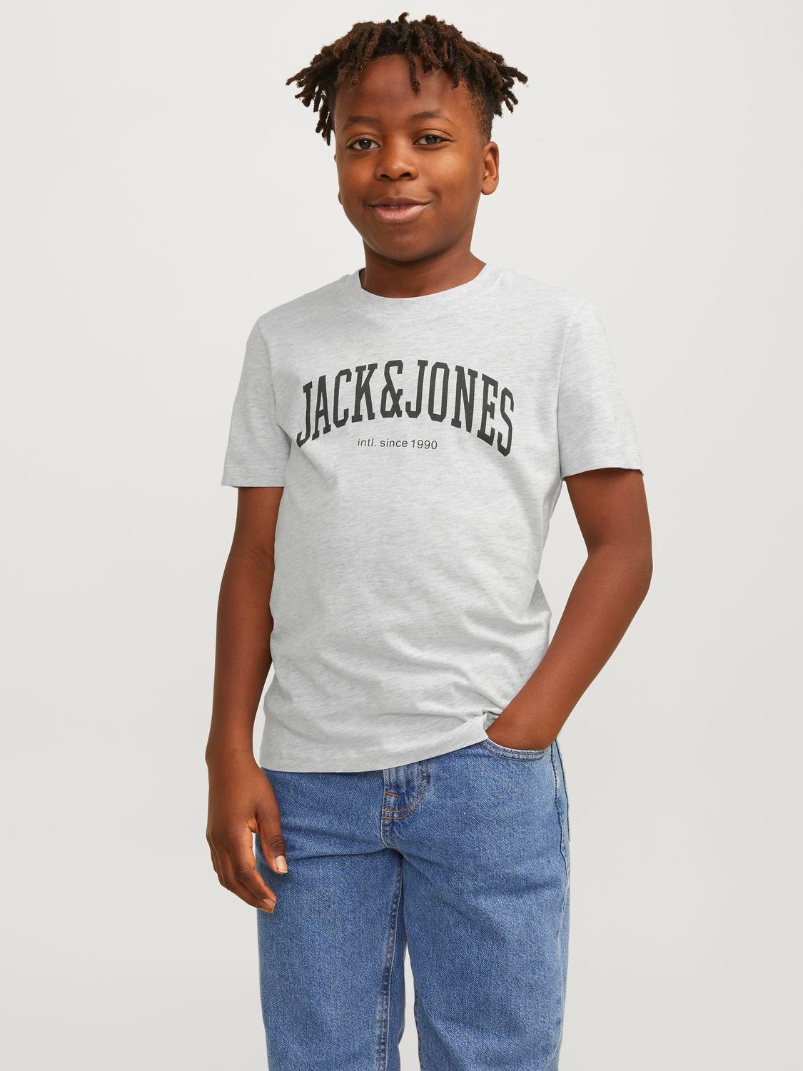 Jack & Jones Printet T-shirt Til drenge -White Melange - 12237441