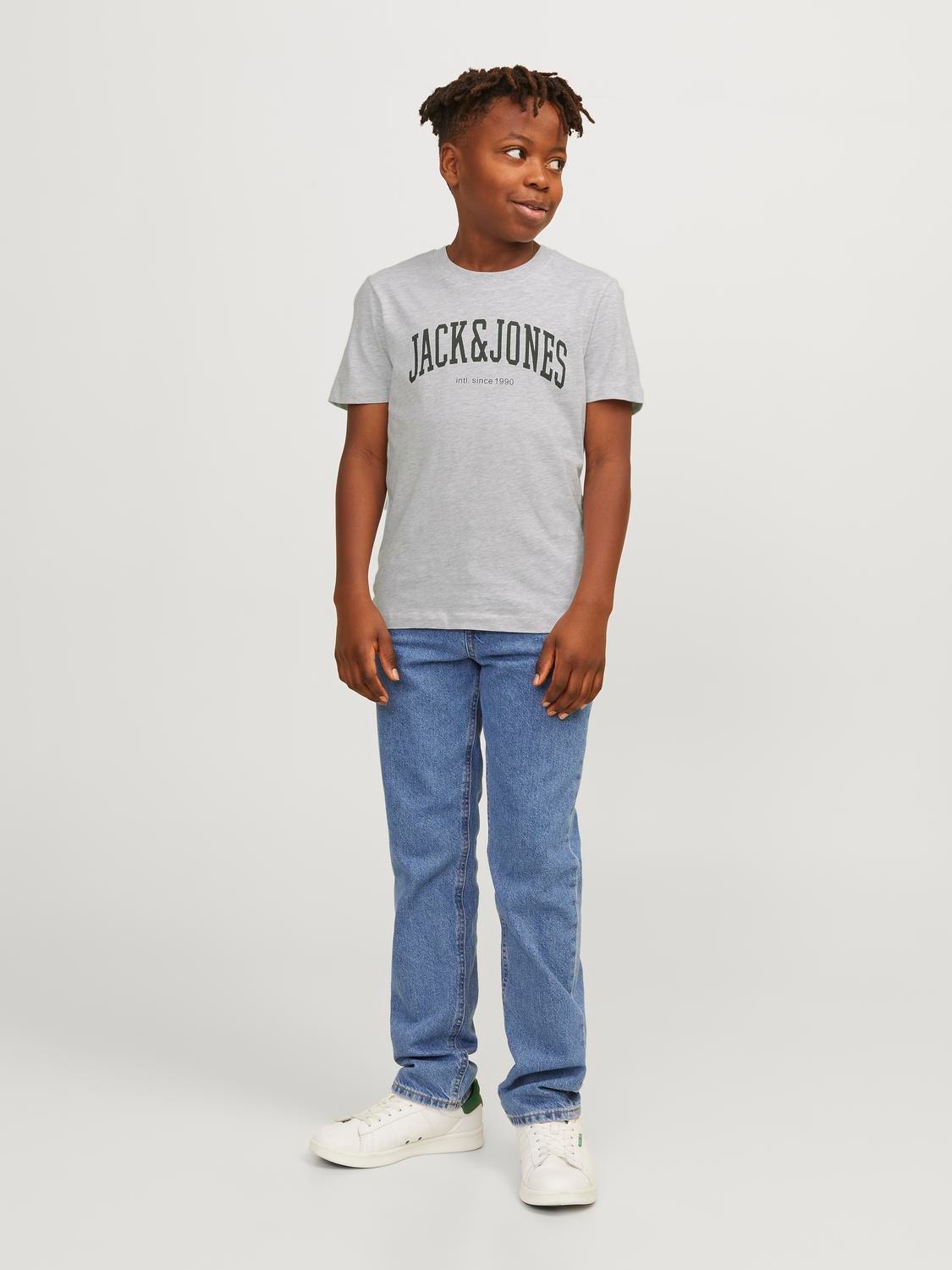 Jack & Jones Printed T-shirt For boys -White Melange - 12237441