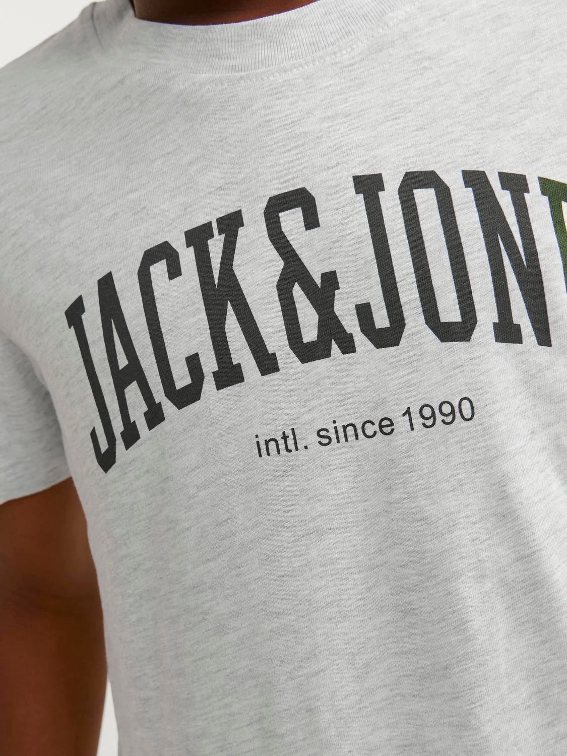 Jack & Jones Nadruk T-shirt Dla chłopców -White Melange - 12237441