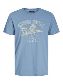 Jack & Jones Gedruckt Rundhals T-shirt -Faded Denim - 12237455