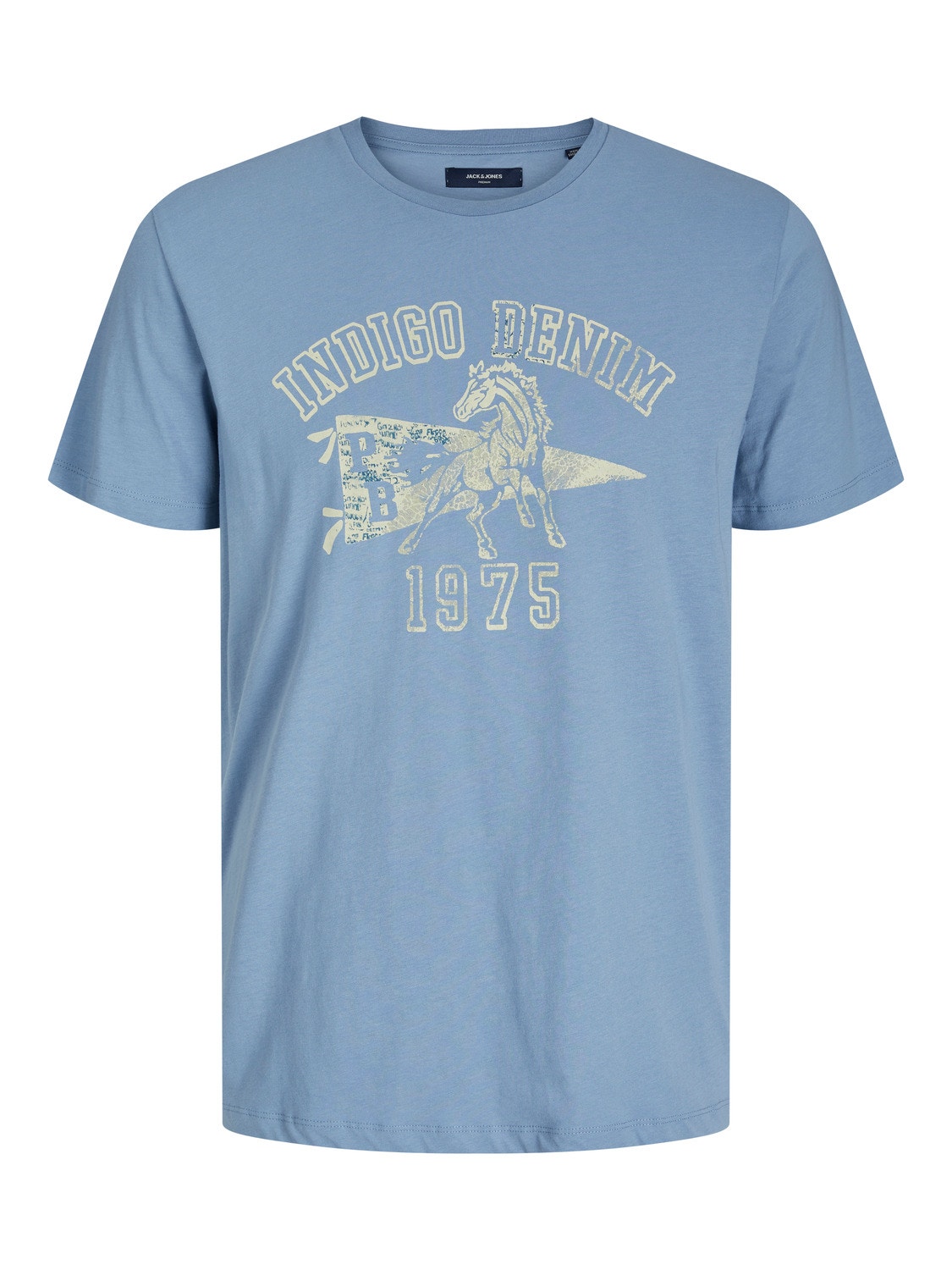 Jack & Jones Tryck Rundringning T-shirt -Faded Denim - 12237455