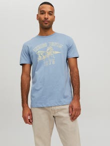 Jack & Jones Tryck Rundringning T-shirt -Faded Denim - 12237455