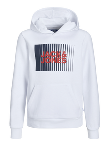 Jack & Jones Logo Hættetrøje Junior -White - 12237459