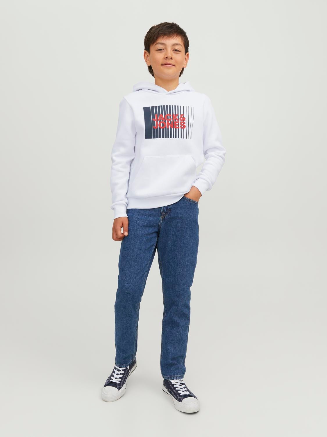 Jack & Jones Φούτερ με κουκούλα Για αγόρια -White - 12237459