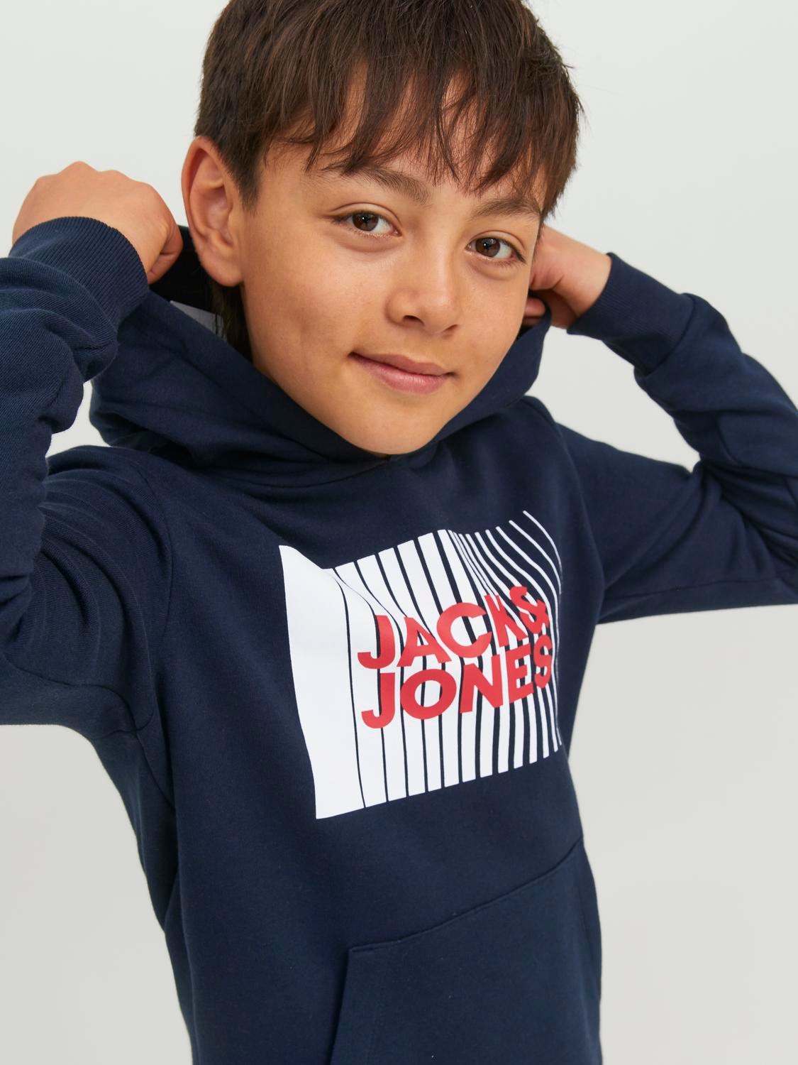 Jack & Jones Logo Mikina s kapucí Junior -Navy Blazer - 12237459