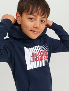 Jack & Jones Z logo Bluza z kapturem Dla chłopców -Navy Blazer - 12237459