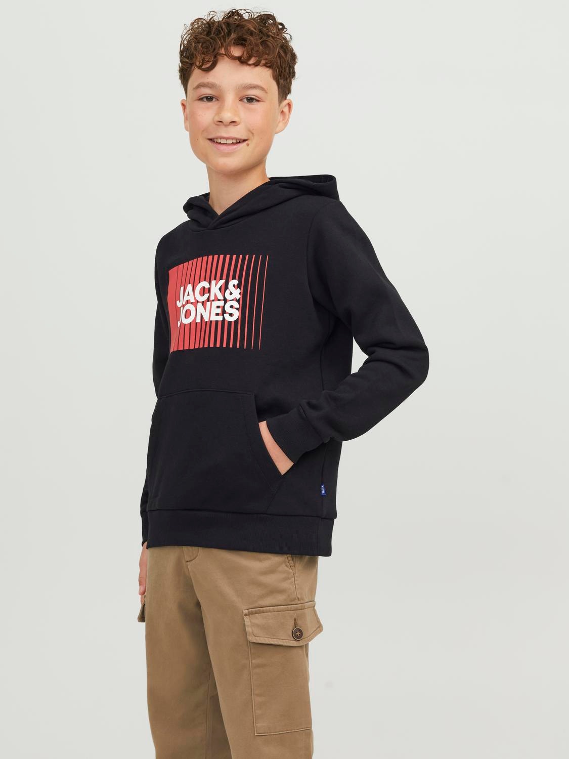Jack & Jones Hoodie Logo Para meninos -Black - 12237459
