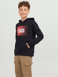 Jack & Jones Logo Hoodie For boys -Black - 12237459