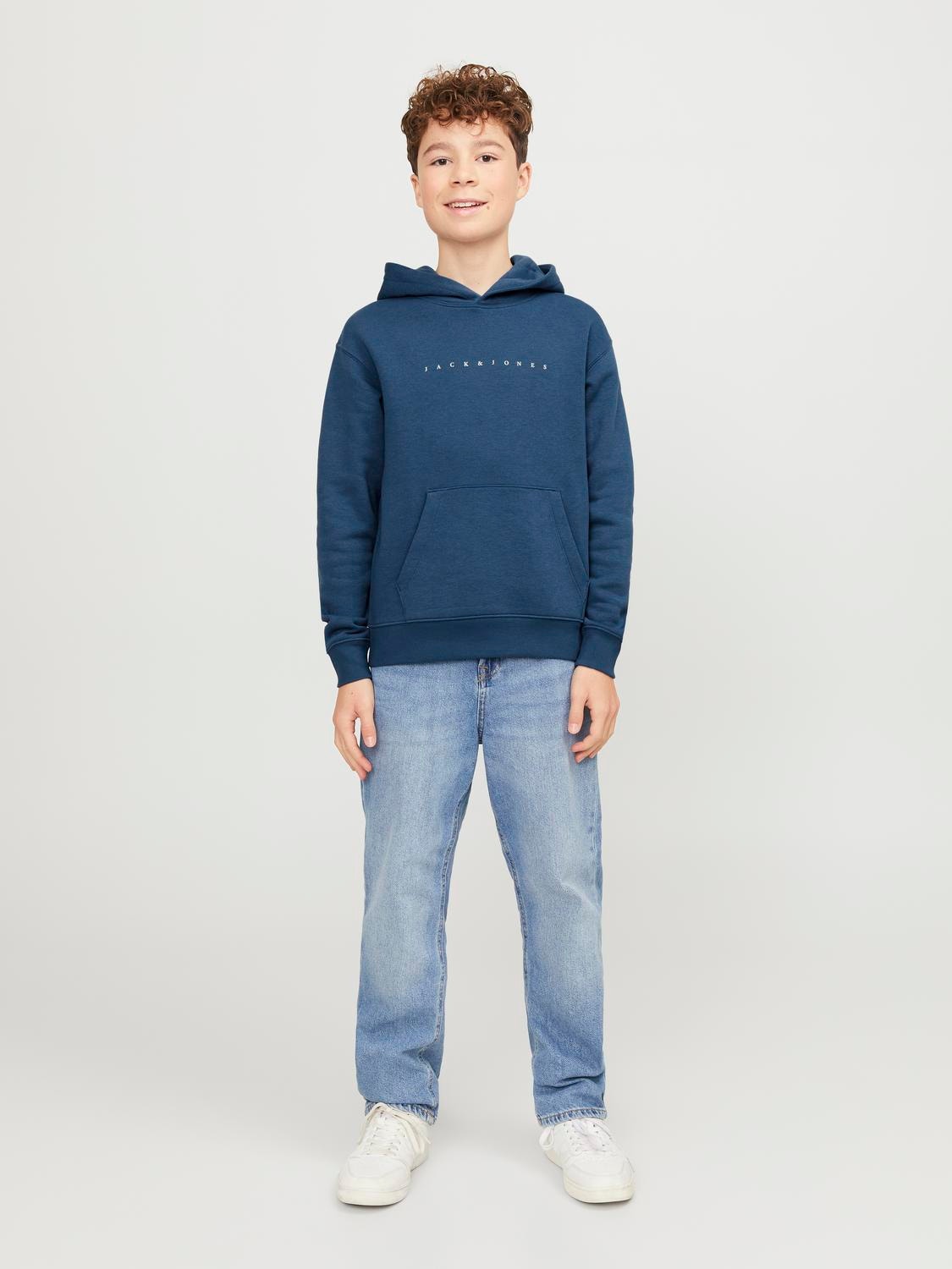 Jack & Jones Logo Mikina s kapucí Junior -Ensign Blue - 12237468