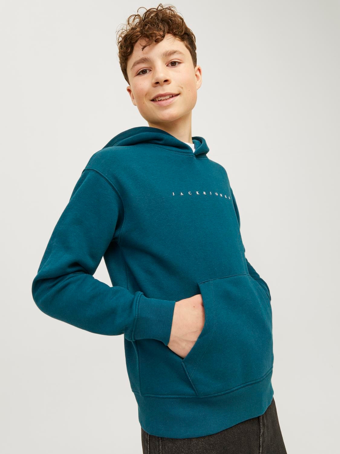 Jack & Jones Hoodie Logo Para meninos -Deep Teal - 12237468