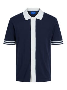 Jack & Jones Blokkfarge Skjortekrage T-skjorte -Navy Blazer - 12237495