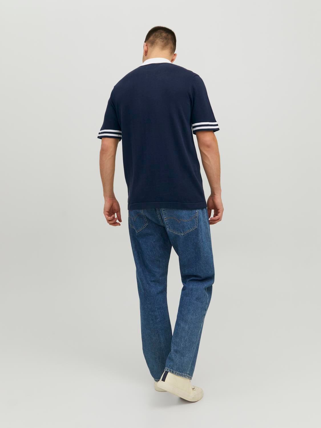 Jack & Jones Blokkfarge Skjortekrage T-skjorte -Navy Blazer - 12237495