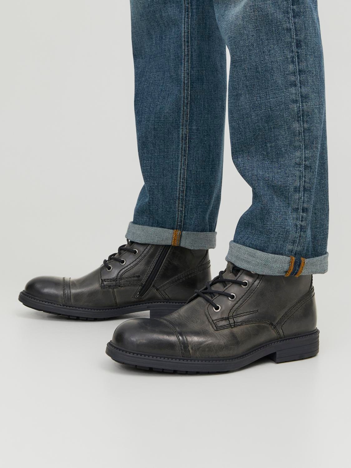 Jack & Jones Leather Boots -Anthracite - 12237617