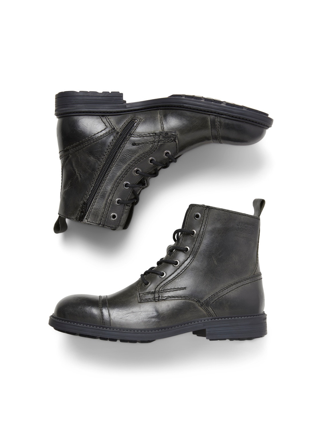 Jack & Jones Lær Boots -Anthracite - 12237617