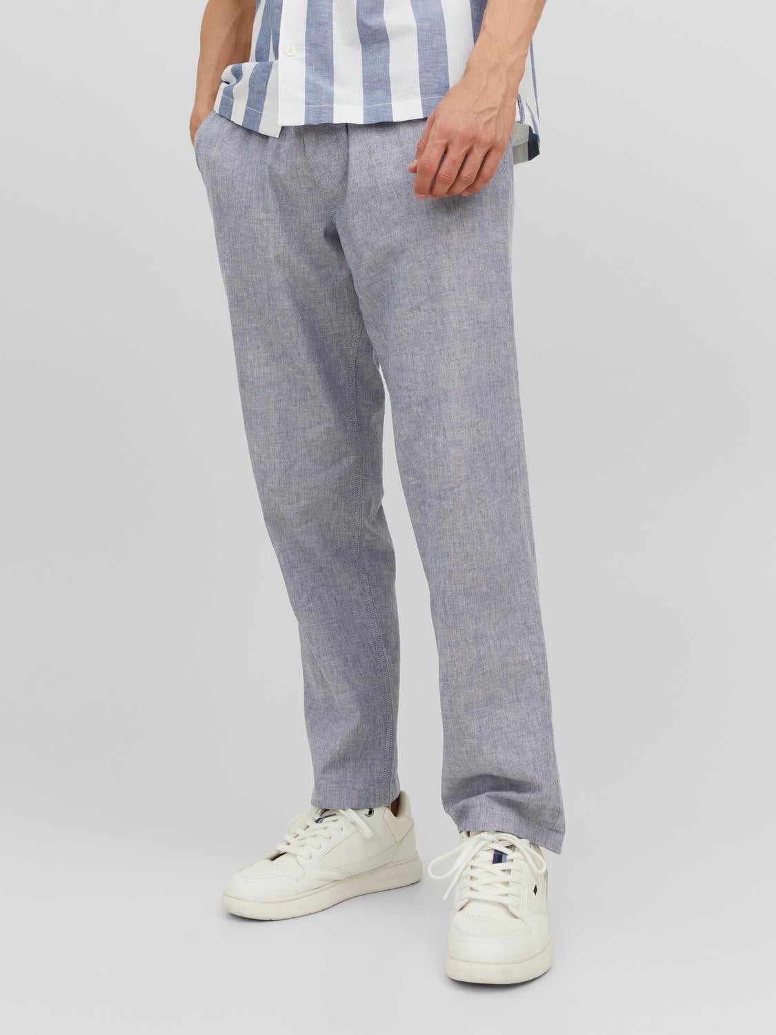 Slim Fit Linen Rich Single Pleat Trousers  JACK  JONES  MS