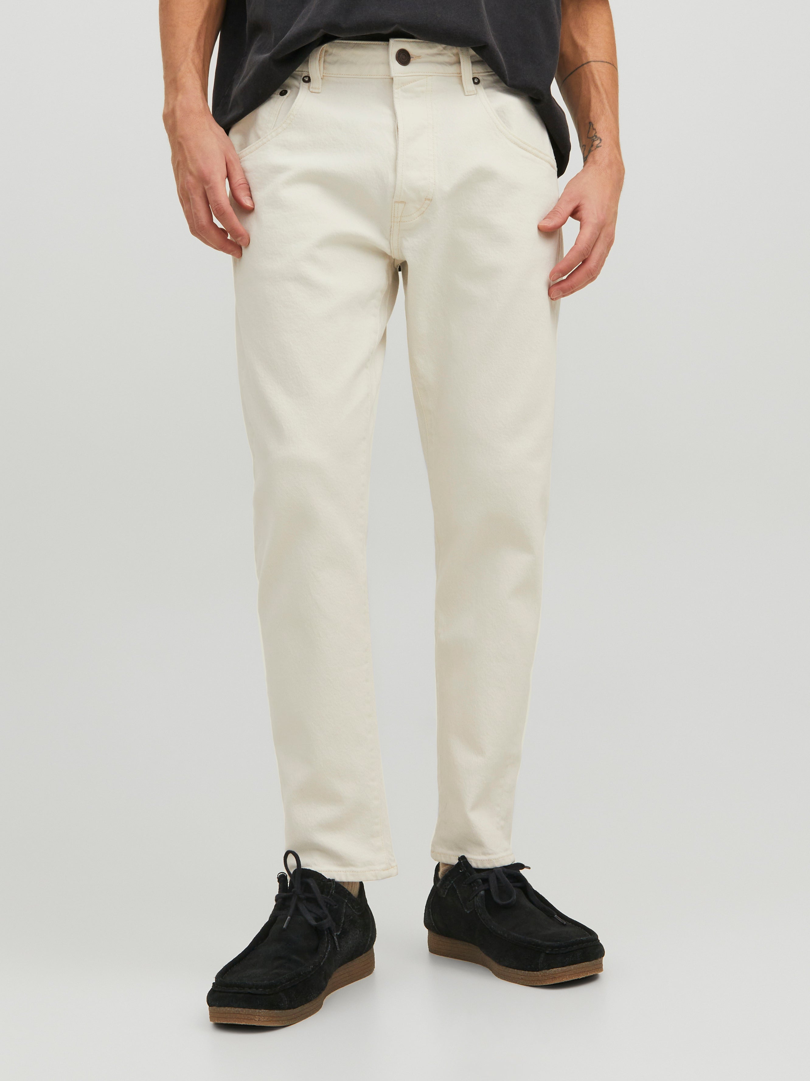 JJIFRANK JJLEEN CROPPED CJ 217 LID Tapered fit jeans | White